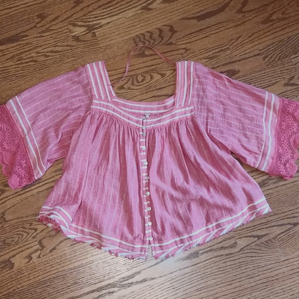 Free People Coral crop box swing top Small